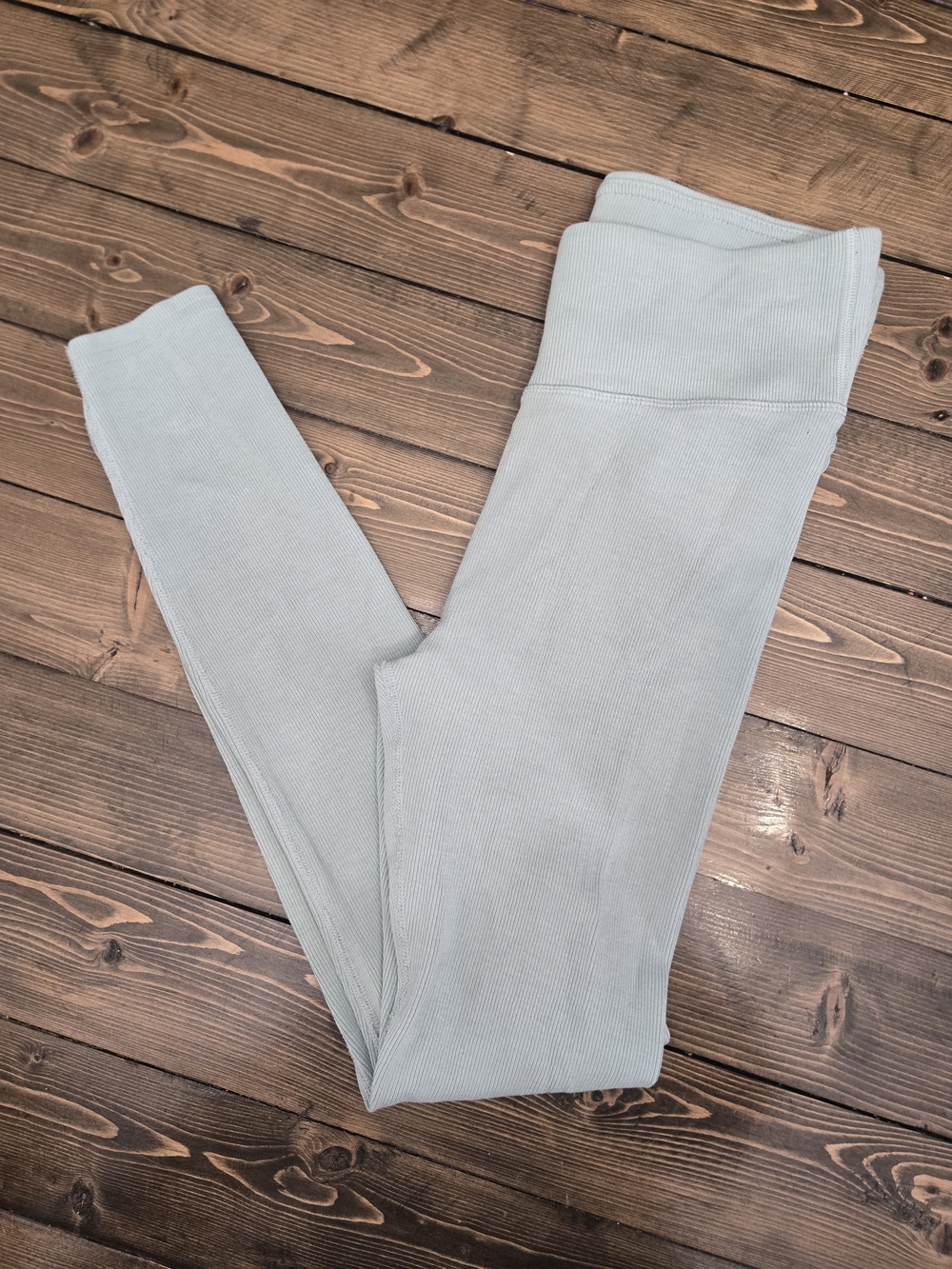 Womens Pact Ribbed Athletic Leggings in Light Sage Size M